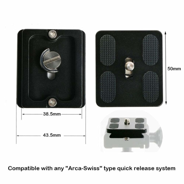 50mm hurtigutløserplate passer Arca-Swiss-standard for kamera