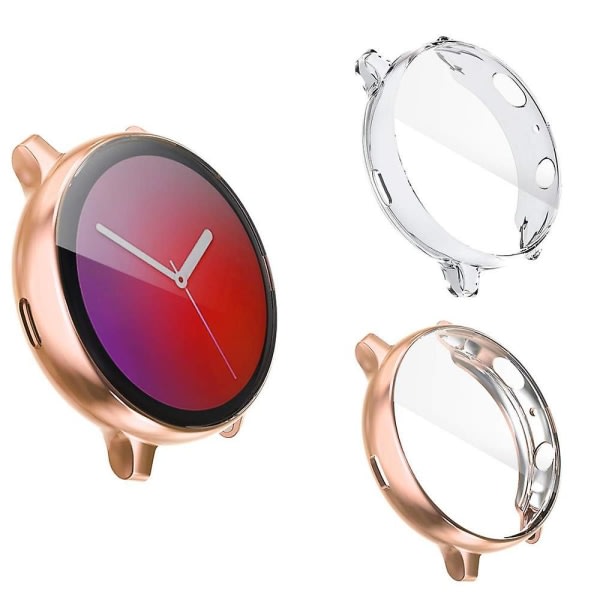 Case till Samsung Galaxy Watch Active 2 Cover Bumper Tillbehör Skydd Fulltäckande Silikon Skärmskydd silver