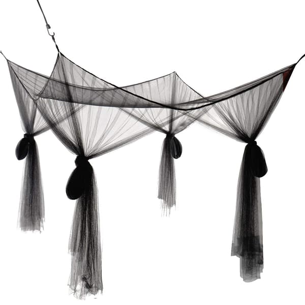Double Mosquito Net Black 4-Post Bed Canopy Decorative Princess Square Mosquito Net Large for Indoor Bedroom and Camping-FA-