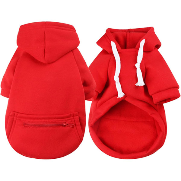 Uusi koiran takki vetoketjulla, taskulla ja huppulla nyörillä, pluskoko lemmikkieläinten vaatteet, tuulenpitävä takki, lämmin pentuväli Red Red L