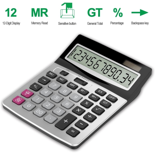 H1006 Business Standard Funksjon Skrivebords Kalkulator Dual Power