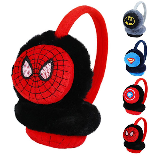 Barn Pojkar Flickor Superhjälte Öronmuffar Mjuka Varma Vinter Öron Varm Present Spiderman
