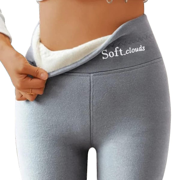 Afslappede Varme Vinterbukser i Ensfarvet, Bløde Sky Fleece Leggings, Vinterleggings til Kvinder Grå Grey 4XL