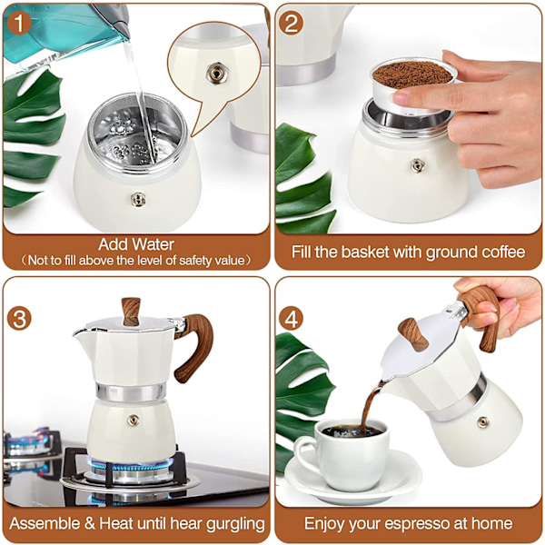 Moka Espresso 3-koppers espressomaskine, Moka Premium Aluminium Manuel Kubansk Kaffemager