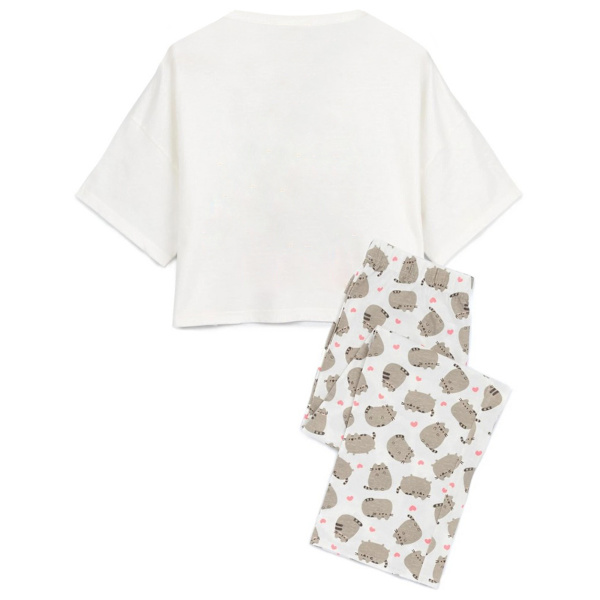 Pusheen Dam/Dam Nah Lång Pyjamas Set S Vit/Grå S White/Grey