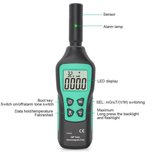 EMF-mätare, Digital LCD EMF-detektor, Spökjaktsutrustning,