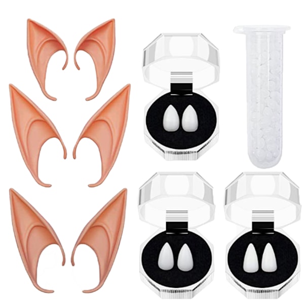 3 par alvøron latexøron med spiss, 3 par vampyrtann style 3