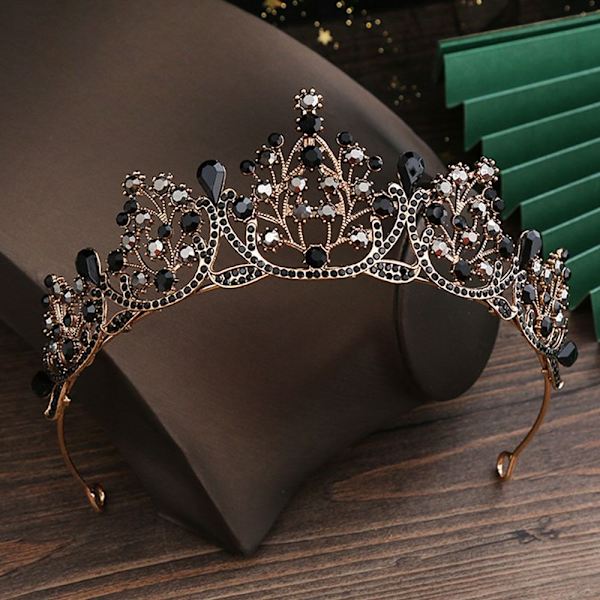 Prinsesse Krystal Tiaraer Rhinestone Hårbøjle SVART black