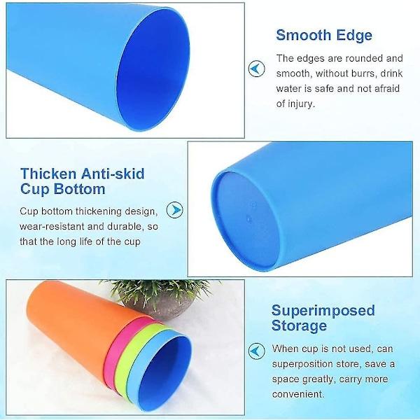 24 stk gjenbrukbare plastkopper, 250 ml barnas barns slitesterke plastdrikkemugger  [kk]