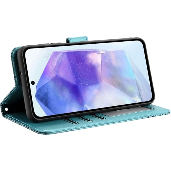 Pungetui til Samsung Galaxy A55 5G, Premium PU Læder Magnetisk Flip Beskyttende Etui med Kortplads Stativfunktion