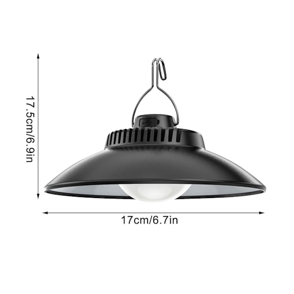 LED Campinglampe Varmt Ljus Atmosfär Teltlampe Inbyggt batteri Med Krok Laddning Campinglampe Hängende Atmosfärslampe - XC (YJD) Black