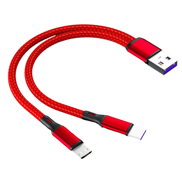 Dobbel Port Type-C Splitter Ladingkabel 120cm Lengde Kabel Strømdrevet Enhet Ledning Strømdrevet opp til Type-c Micro-USB Enheter