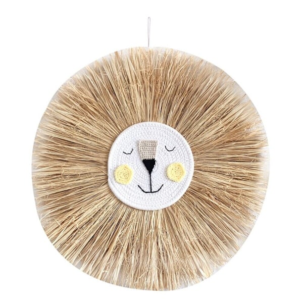 Håndvævet trådtegnet L-ion Tiger Macrame Tassel Hovedvæg Hængende Dekor 19,6 tommer Style 3