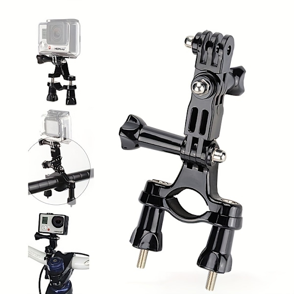 GoPro-lisävarusteille Pyörän ohjaustangon kiinnike 3-suuntaisella säädettävällä varrella Urheilukameran lisävarusteet Black