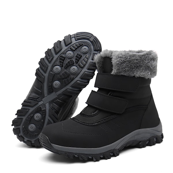 Vinterboots för kvinnor, varma ankelboots Halksäkra vinterskor 6299 Svart Black 42