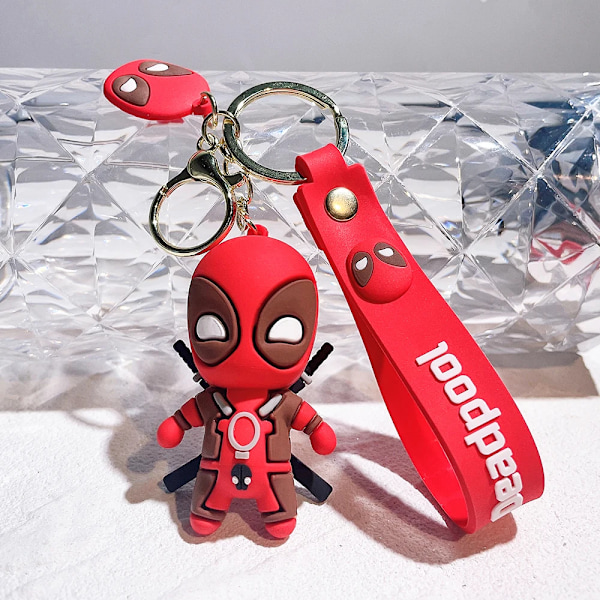 Marvel Söt Docka Hängande Anime Figurer Deadpool Q Version Mode Ryggsäck Keychain Par Väska Nyckelring Pendant Födelsedag Gåf T A