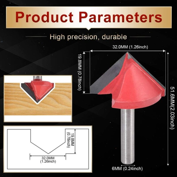 Groove Router Bit, Tungsten Carbide V Router Bit til CNC-gravering