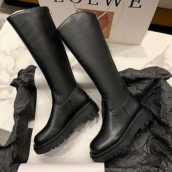 Chunky Heels Dans, knæhøje vinterstøvler i midten af læggen 35