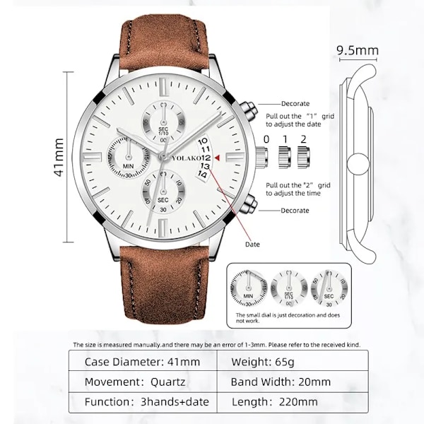 Lyxiga Herr Militär Sportklockor Man Brun Kvarts Armbandsur Herr Affär Casual Watch Mascul Brown White