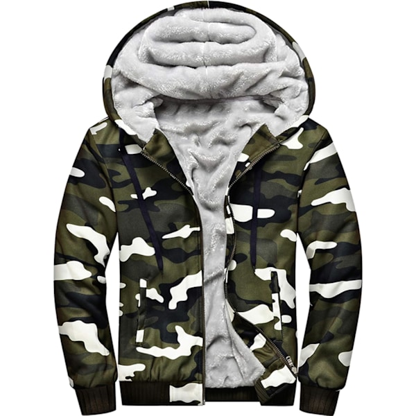 Herre Trøje Termisk Sherpa Foret Jumper Jakker Vinter Træning Fleece Hoodie Full Zip Uld Varmt Tyk Frakke Yderbeklædning 919army Grøn 919army Green M