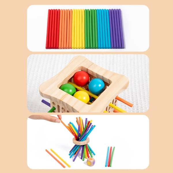 Puinen 3-in-1-pulmapeli piirustustikuilla -FA-