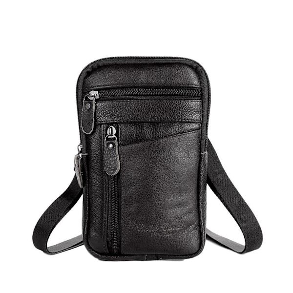 Miesten nahkainen vyölaukku puhelimelle - crossbody-laukku vyötärölle black One-size