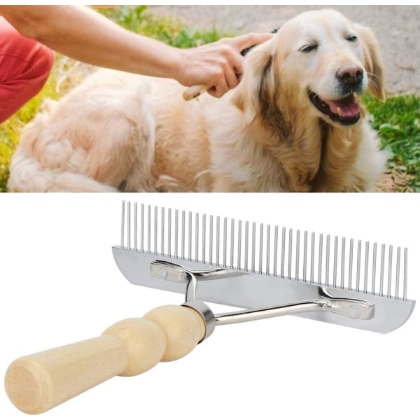 Dog Comb Wooden Handle Cat Grooming Comb Dog Hair Removal Pet