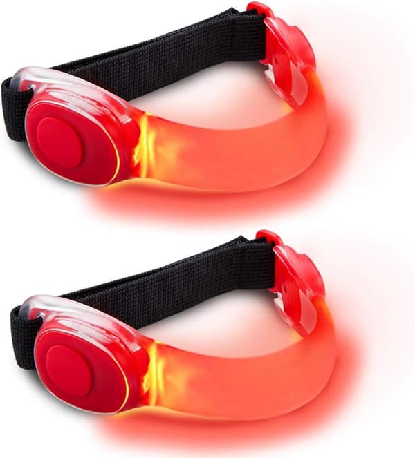 Røde LED-armbånd, 2-pak LED-blinkende elastiske bånd til voksne en-FA3-