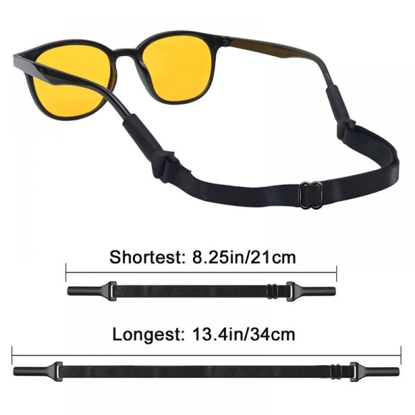 10-pack justerbara glasögonband - Inga svansglasögonband, Universal Fit Rope Glasögonhållare, (svart) vuxen