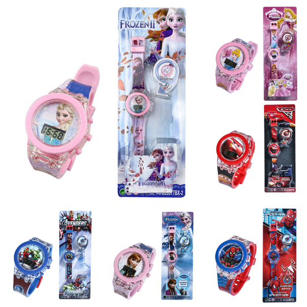 3D Glow Up Digitalklockor Spiderman Avengers Frozen Paw Patrol Elsa