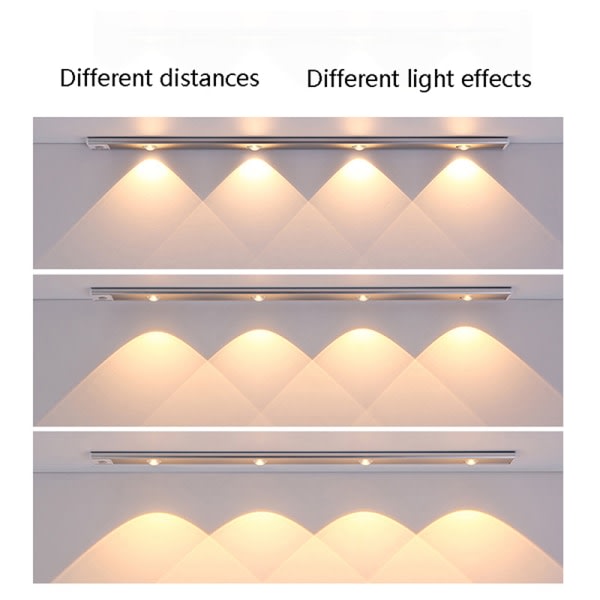 LED nattlys bevegelsessensor belysning lys sølv 40CM 3LEDS