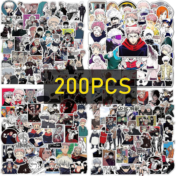 200 stk. Jujutsu Kaisen-klistermærker - Jujutsu Kaisen-klistermærkepakke - Jujutsu Kaisen-merchandise