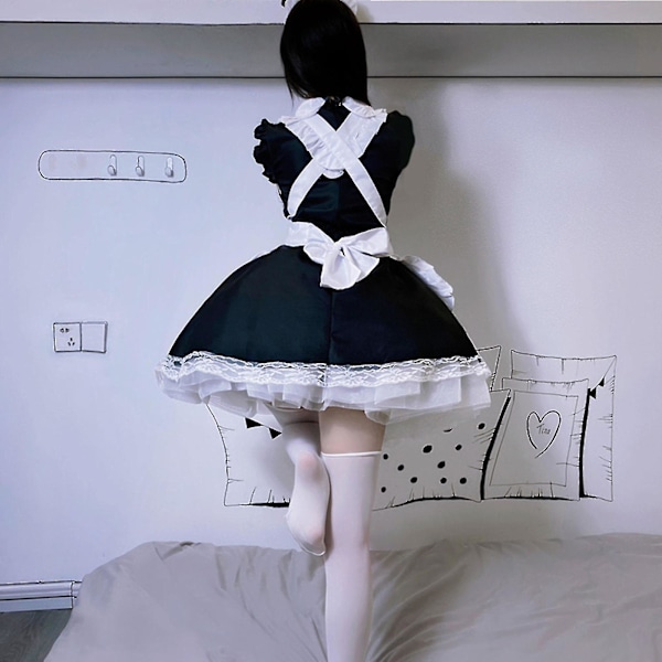 Ny sexy Lolita Maid-kjole søt hul katt dame jenter kjole Anime Cosplay kostyme S-3xl XXXL