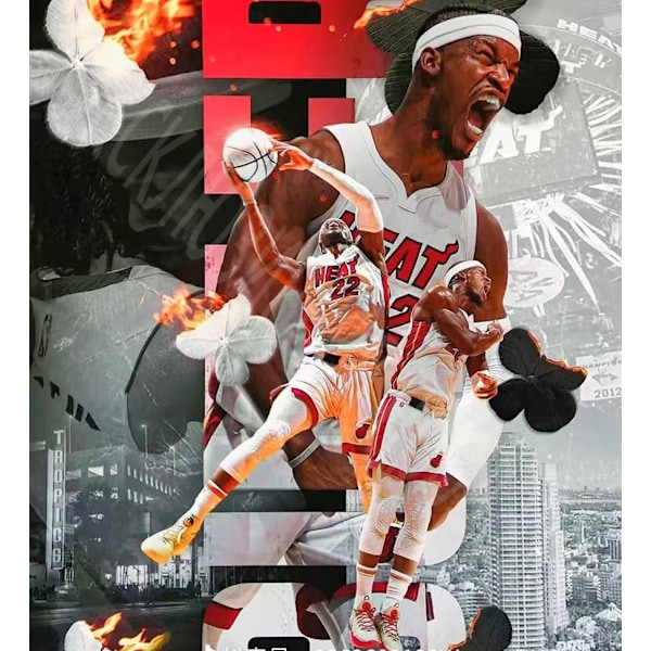 Baskettrøyer Sportsklær Jimmy Butler Miami Heat Nr 22 Baskettrøyer Voksne Barn Fotballdrakter - Perfekt City Edition Blu City Edition Blue children 28（150-155cm）