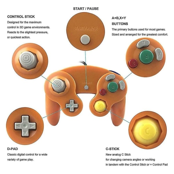 Ny Wired Controller Gamepad for Nintendo Gamecube Console Wii U Console sølv