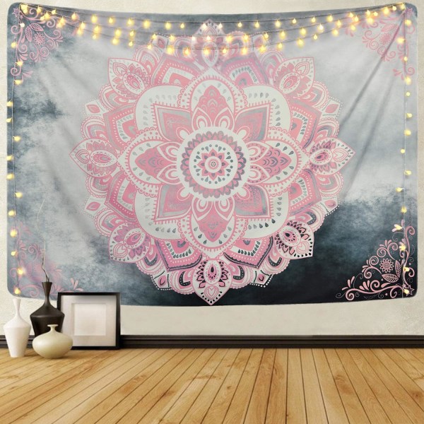 Rosa Mandala Gobelin Bohemske Gobeliner Hippie Gobelin Blomster