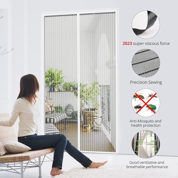 Magnetisk myggenetdør 120x210cm Automatisk lukning Ultrafint mesh