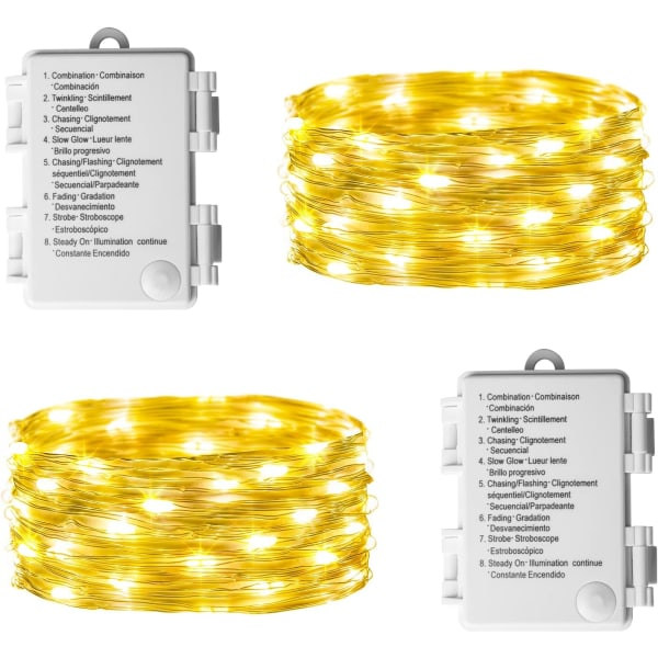 2-pack batteridrivna ljusslingor - 8 lägen 50 LED-slingor Li