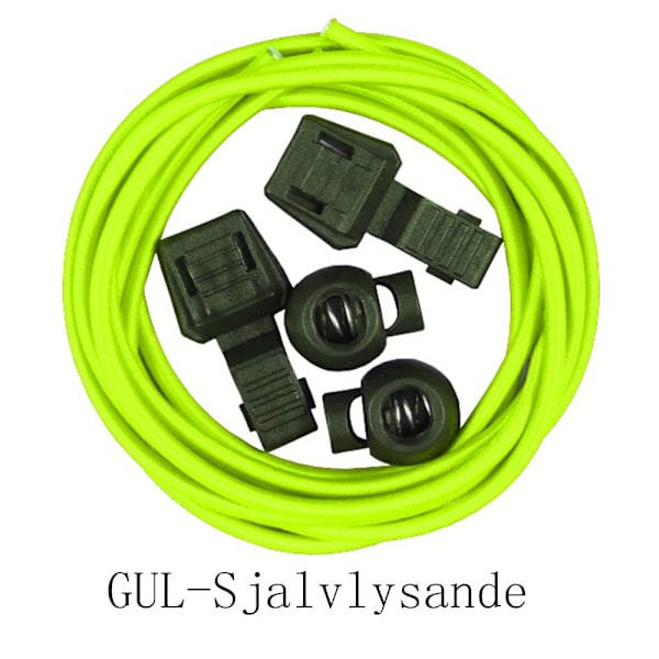 Elastiska Skosnören (Med Dragsko) Längd: 100cm Gul (Självlysande)