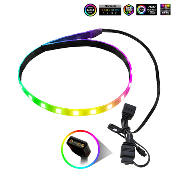 Magnetisk RGB LED-bakgrundsbelysningsremsa med 4-stifts/ARGB Digital PC för Case-belysning