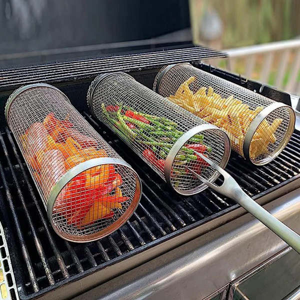 2 STK 20 cm nätgrillkorg i rostfritt stål 2PCS 20cm