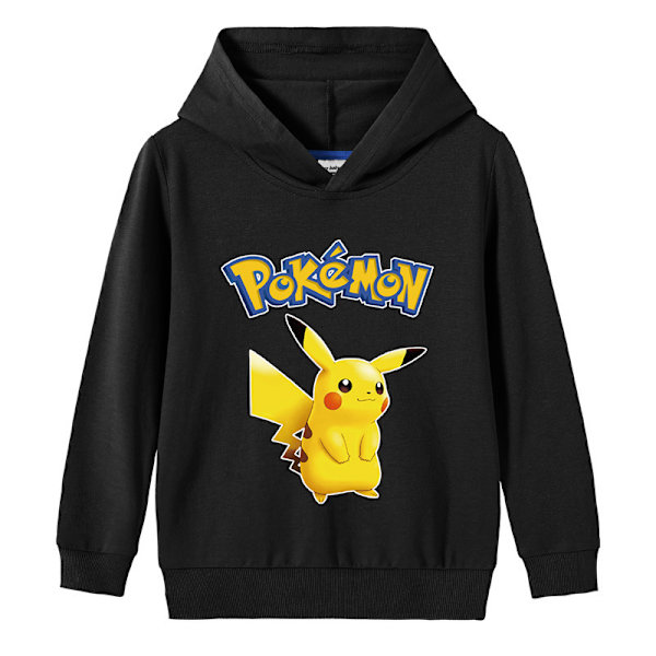 Piakchu-piirretty pitkähihainen huppari lapsille paita paita Musta 150cm Black