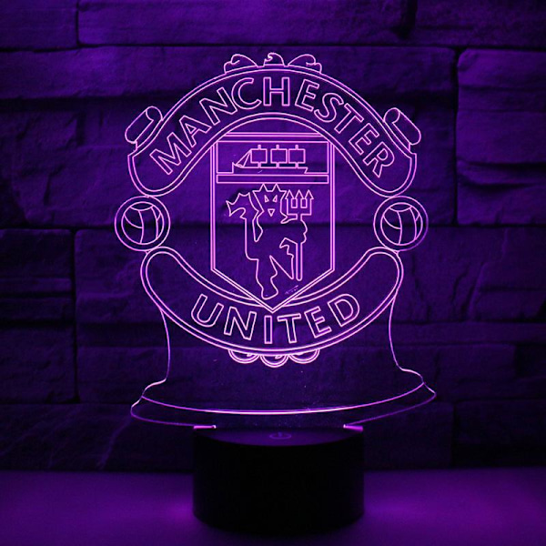 Manchester United F.C. USB 3D Anime Natlampe Atmosfærisk LED Bordlampe Julegaver til Fodboldfans Dekorativ Lampe til Børn