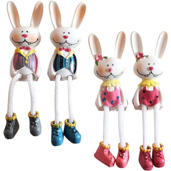 4 Pcs Easter Bunny Figurine Rabbit Statues Animal Ornaments