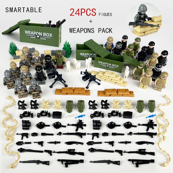 MH-Militär SWAT Soldat Figur Leksak (Svart), Armé WW2 Bygg Bri