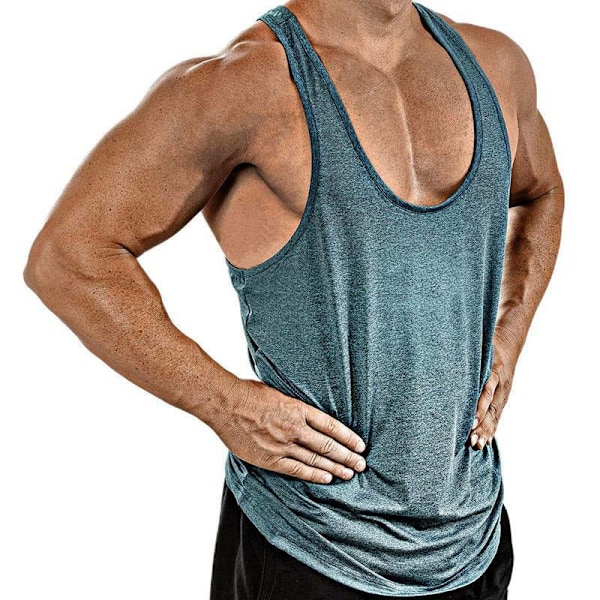 Herr Sommar Ærmeløs Gym Sport Tank Top Fitness Trening Vest Blå Blue M