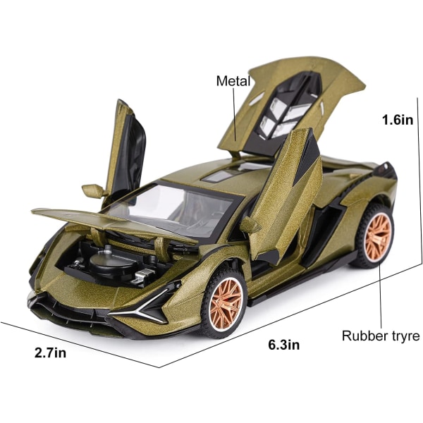 Modellbil Lamborghini Sian FKP37 i metall med lys og lyd