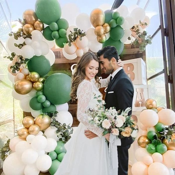 Grøn ballonggirlandssæt, Avocado Grøn Fødselsdag Ballongbue Fødselsdag Dekoration Olivengrøn Hvid til Babyshower Dåb Vita ballonger, olivgröna ballonger