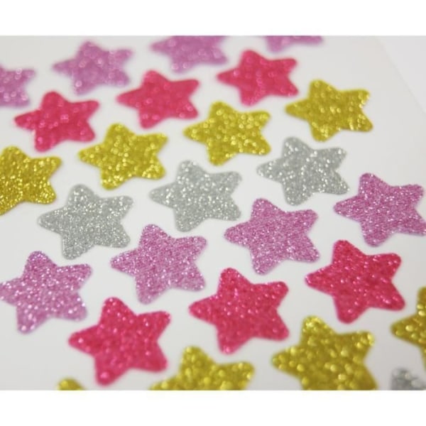 Miniklassiga stjärnklistermärken - Rosa - Barn - Från 5 år - Blandat - Glitter - 28 klistermärken på 1,8 cm