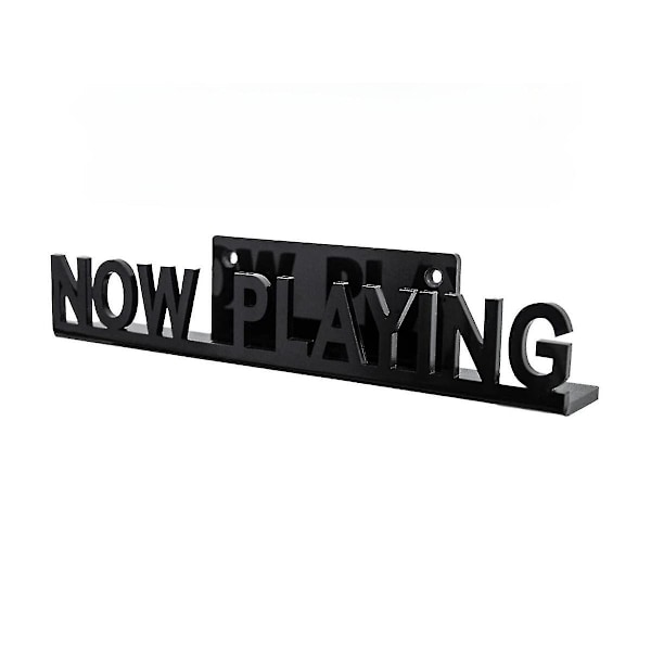 Veggmontert CD- og platehylle med teksten \"Now Playing\" i akryl for hjemmet, svart